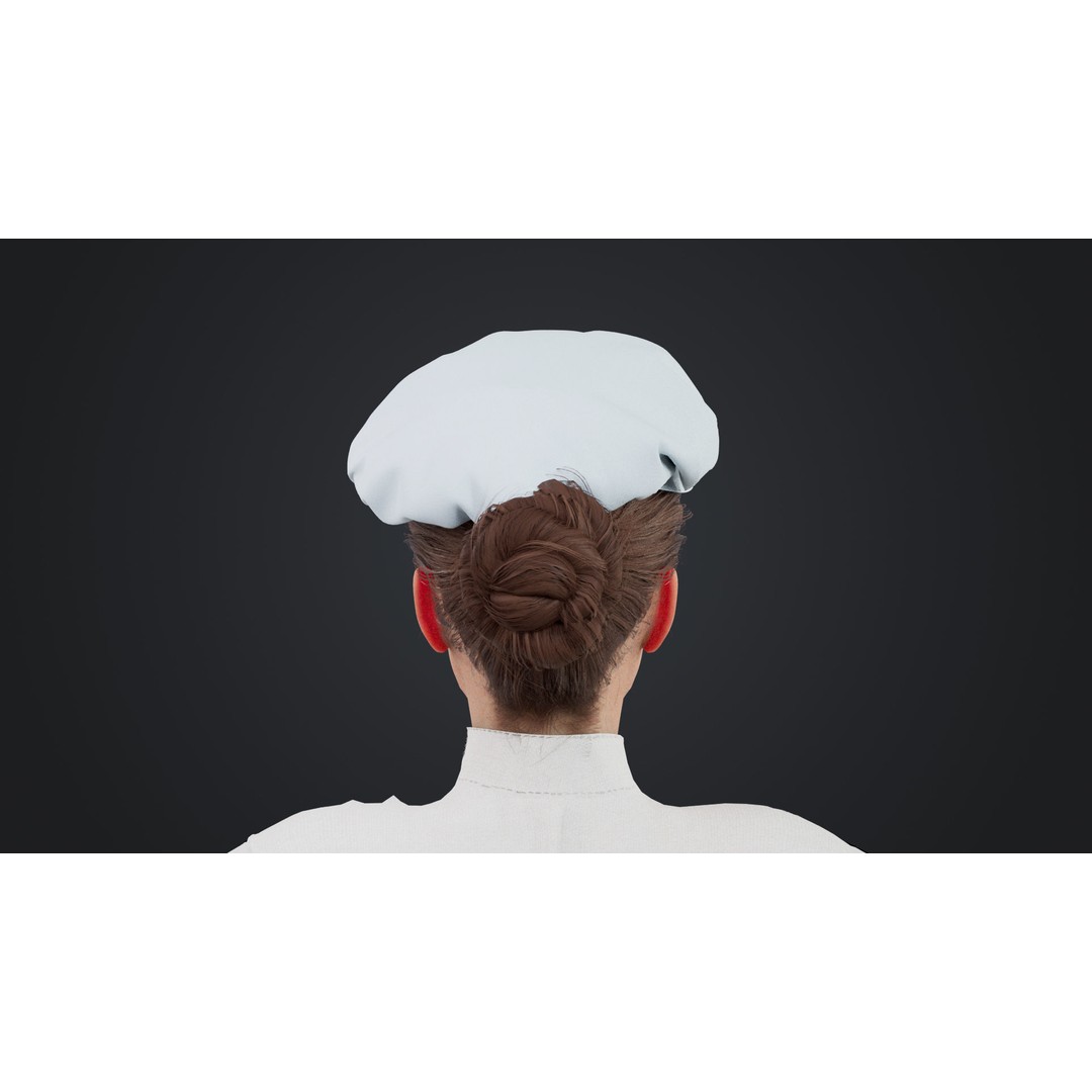 Female Chef 3D Model – Rigged Low-Poly Character for Animation - View 12