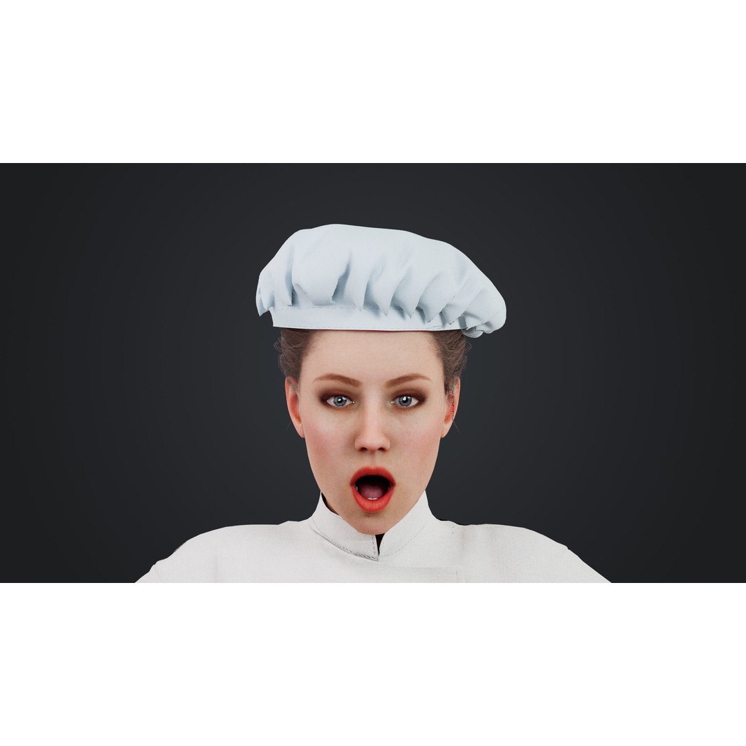 Female Chef 3D Model – Rigged Low-Poly Character for Animation - View 15