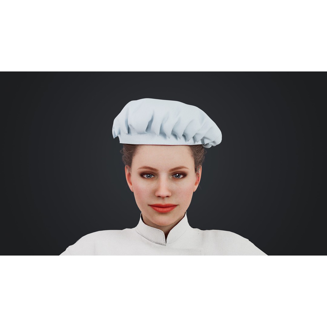 Female Chef 3D Model – Rigged Low-Poly Character for Animation - View 16