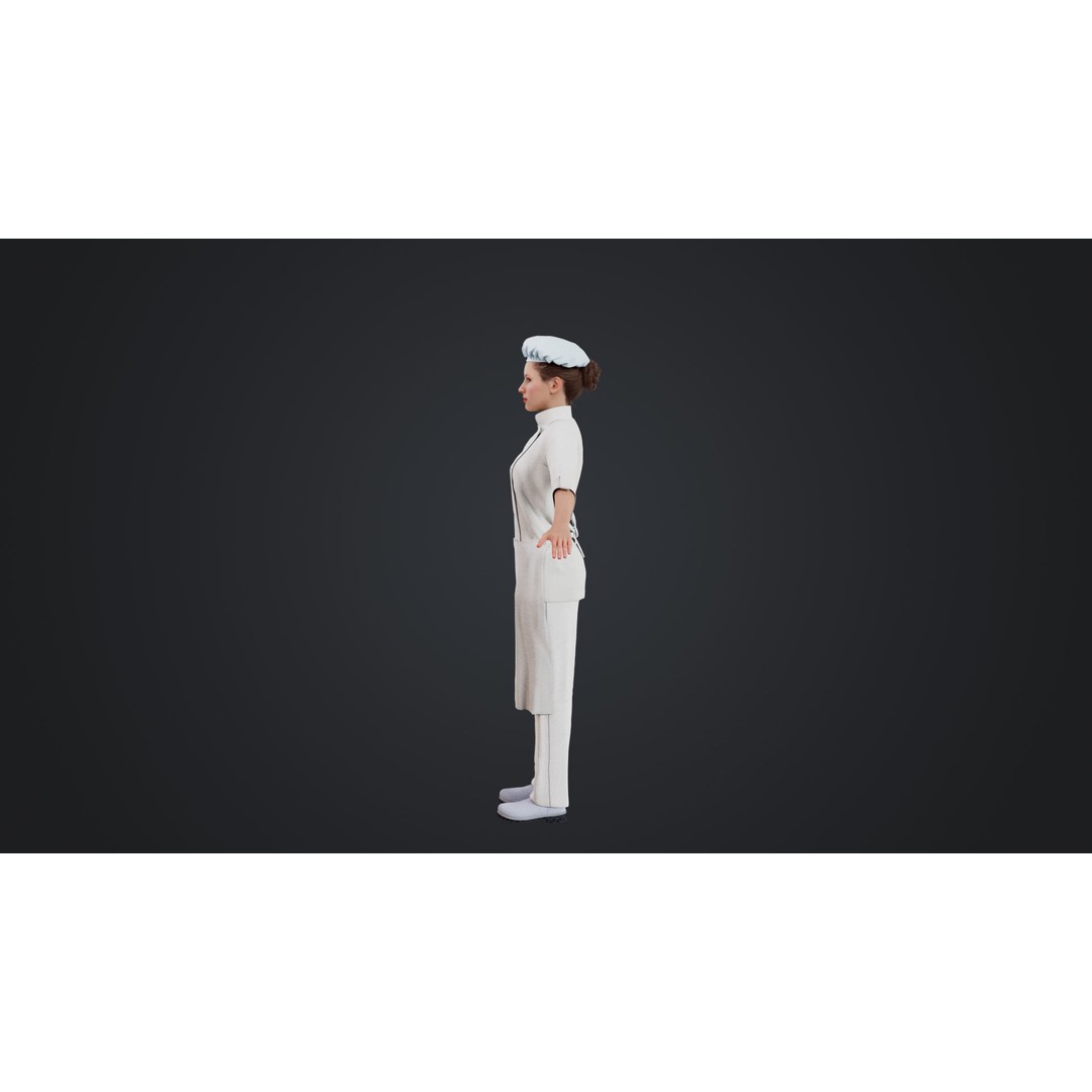Female Chef 3D Model – Rigged Low-Poly Character for Animation - View 5