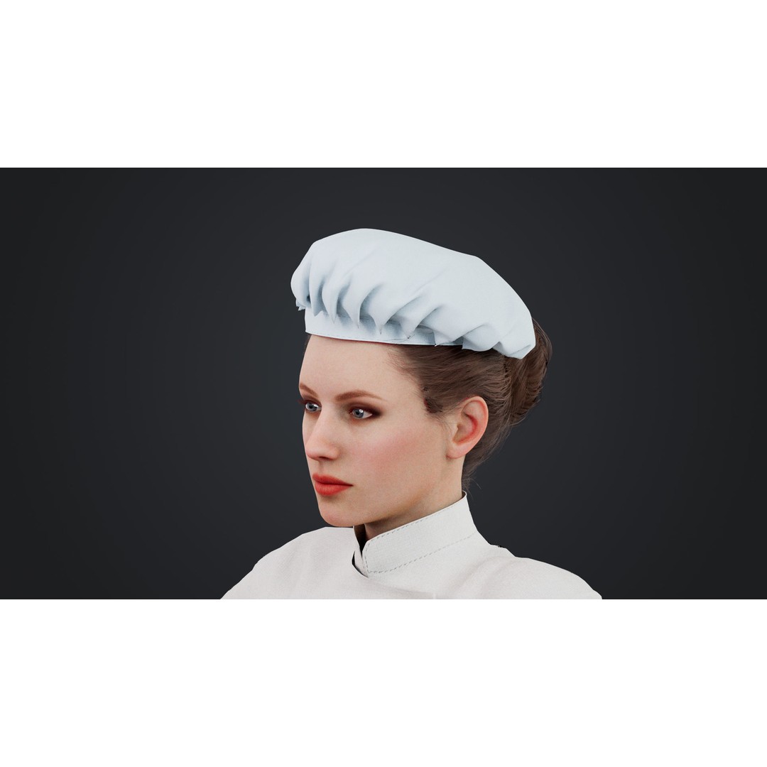 Female Chef 3D Model – Rigged Low-Poly Character for Animation - View 9