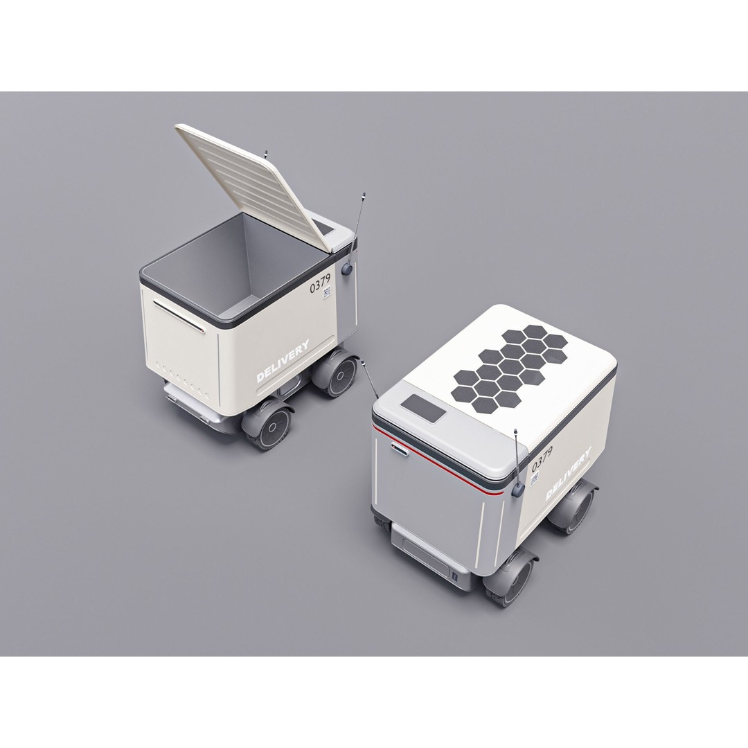 Delivery Robot 3D Model – Low Poly Concept Vehicle, FBX, Blender - View 10