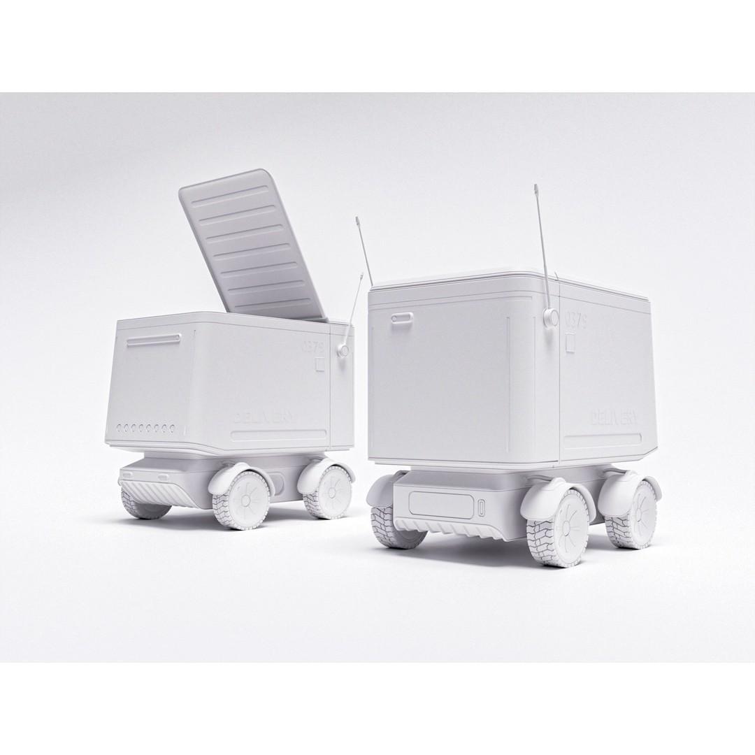 Delivery Robot 3D Model – Low Poly Concept Vehicle, FBX, Blender - View 3