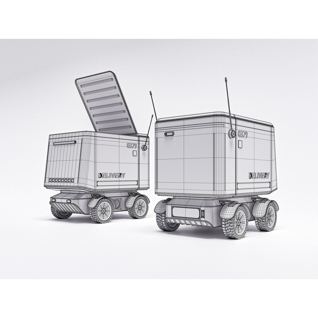 Delivery Robot 3D Model – Low Poly Concept Vehicle, FBX, Blender - View 4