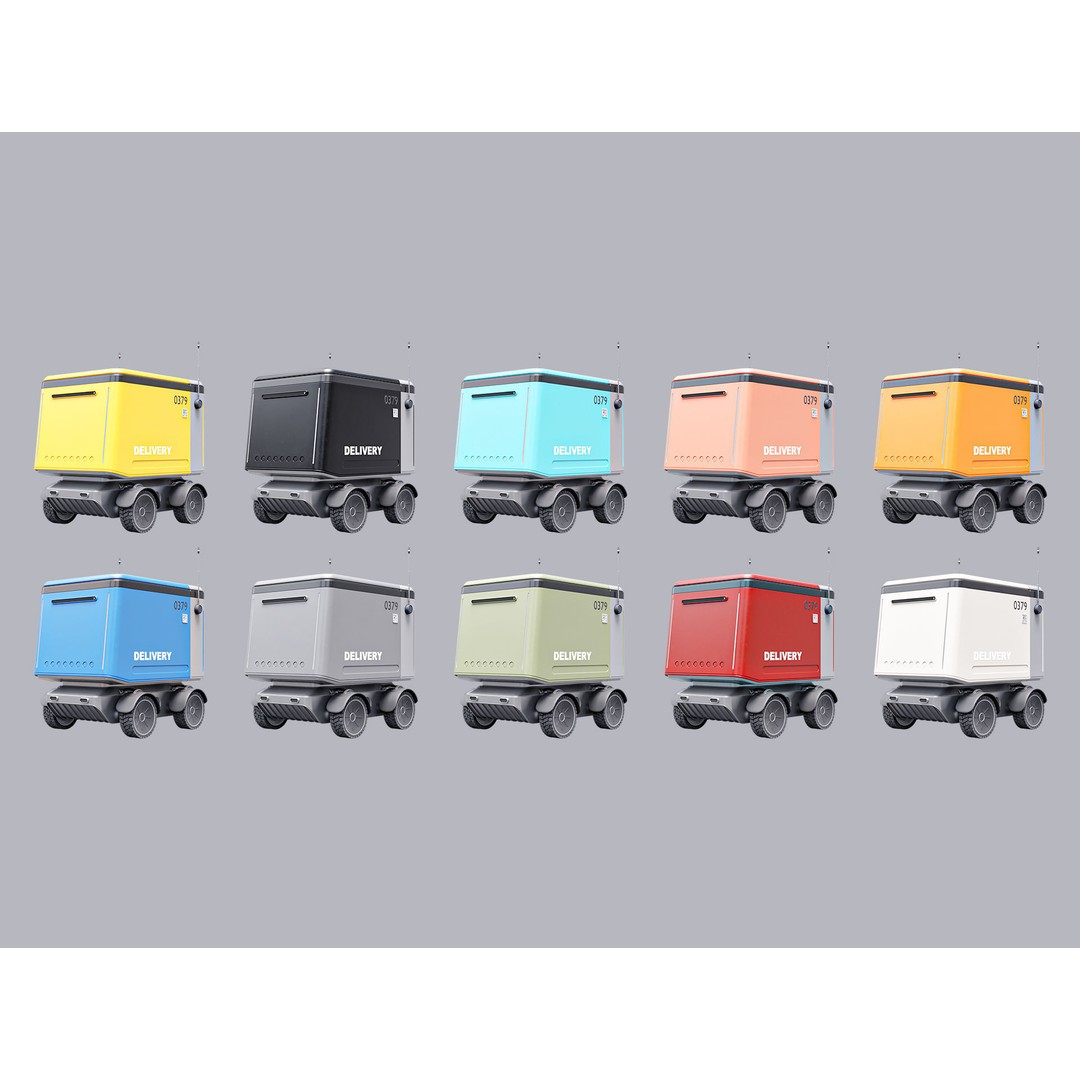 Delivery Robot 3D Model – Low Poly Concept Vehicle, FBX, Blender - View 5