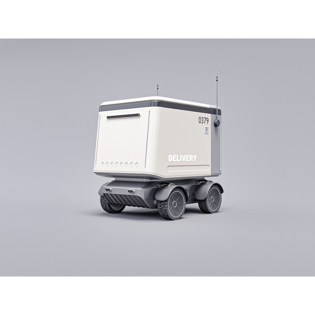 Delivery Robot 3D Model – Low Poly Concept Vehicle, FBX, Blender - View 6