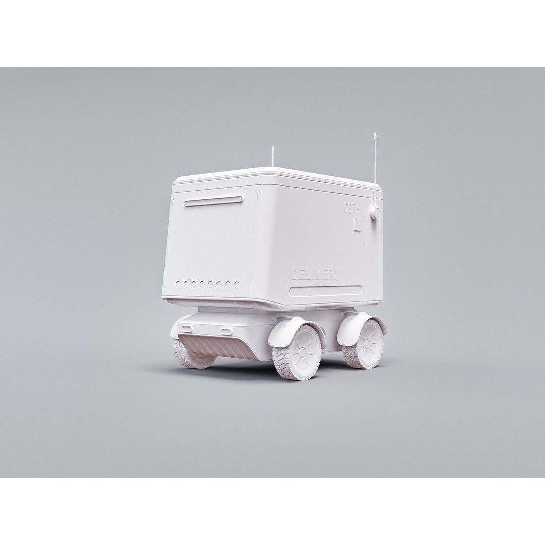 Delivery Robot 3D Model – Low Poly Concept Vehicle, FBX, Blender - View 7