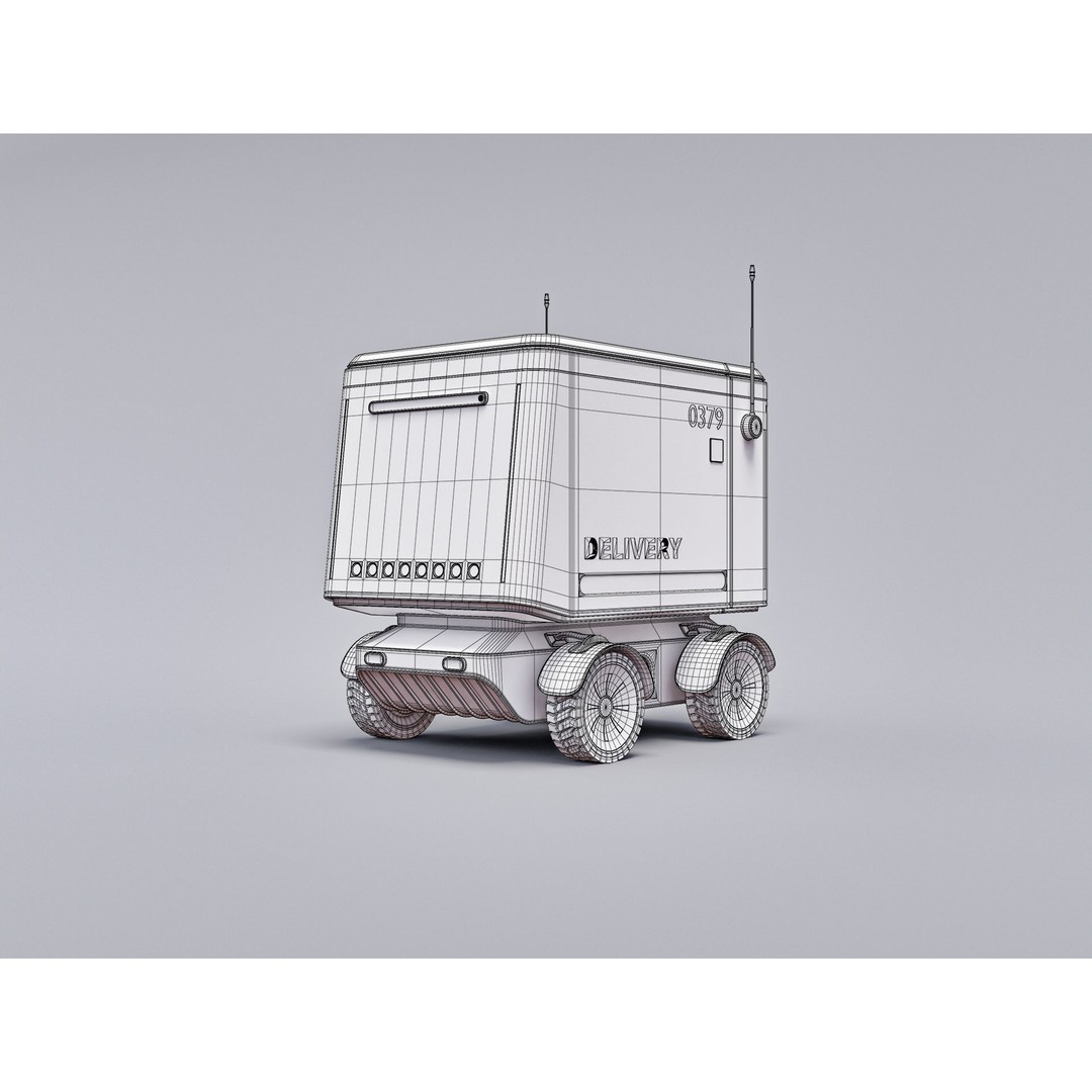 Delivery Robot 3D Model – Low Poly Concept Vehicle, FBX, Blender - View 8