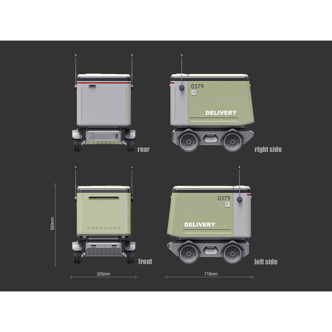 Delivery Robot 3D Model – Low Poly Concept Vehicle, FBX, Blender - View 9