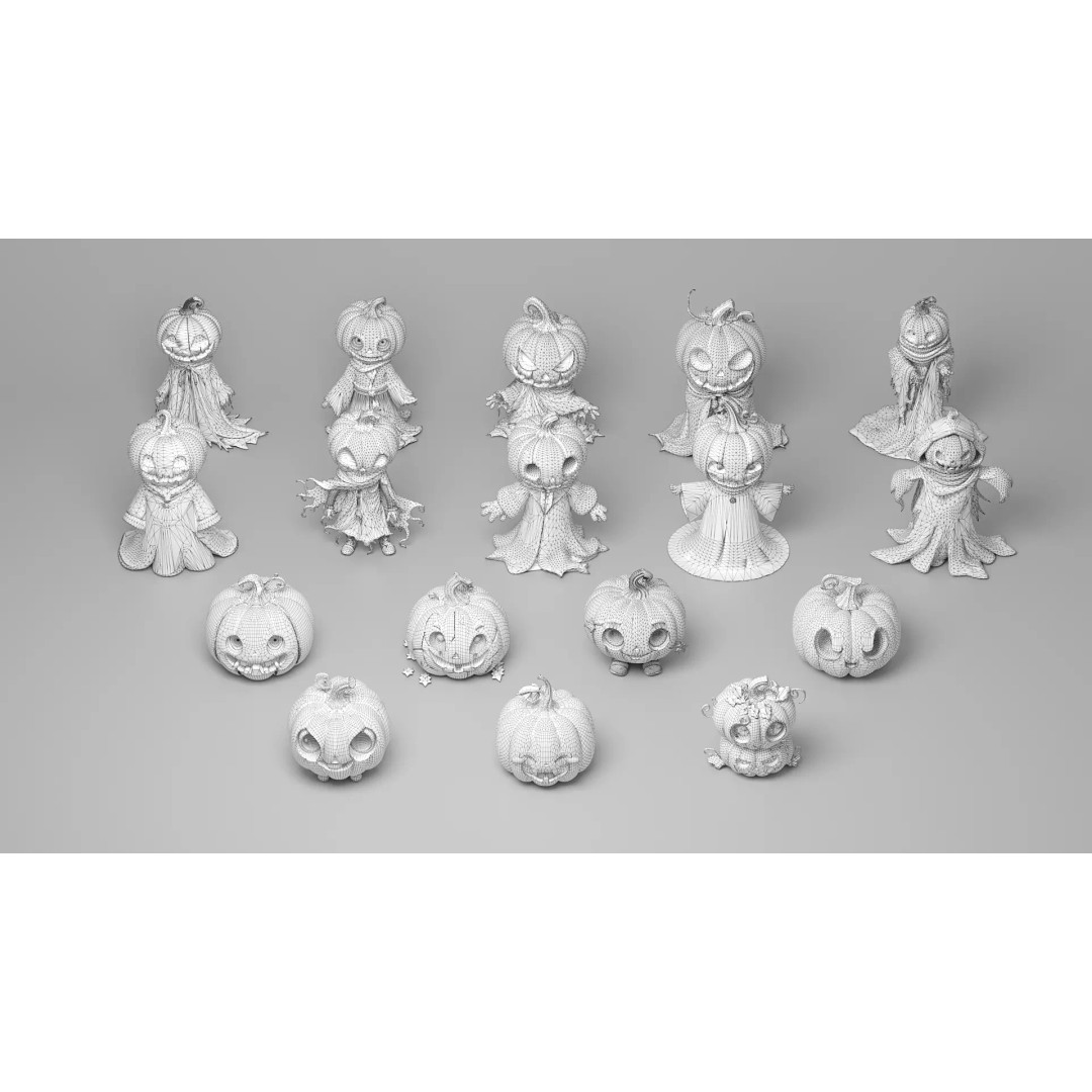 Pumpkin Man 3D Model – Halloween Character with PBR Textures, FBX