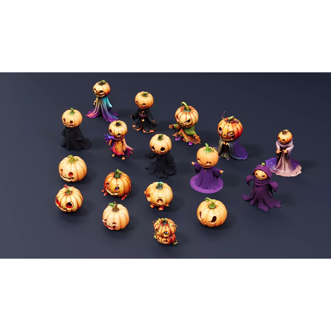 Pumpkin Man 3D Model – Halloween Character with PBR Textures, FBX - View 3