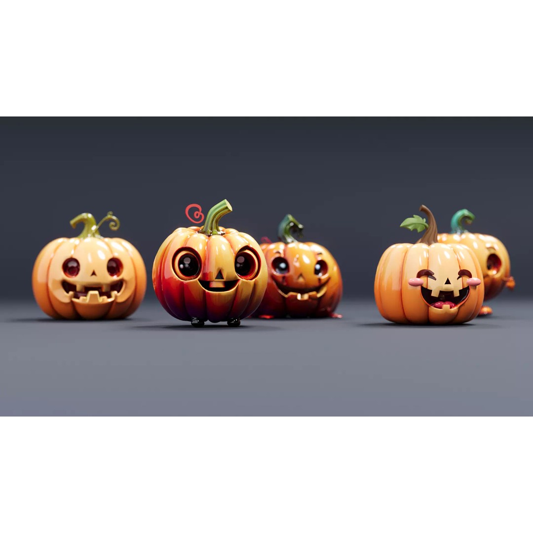 Pumpkin Man 3D Model – Halloween Character with PBR Textures, FBX - View 4