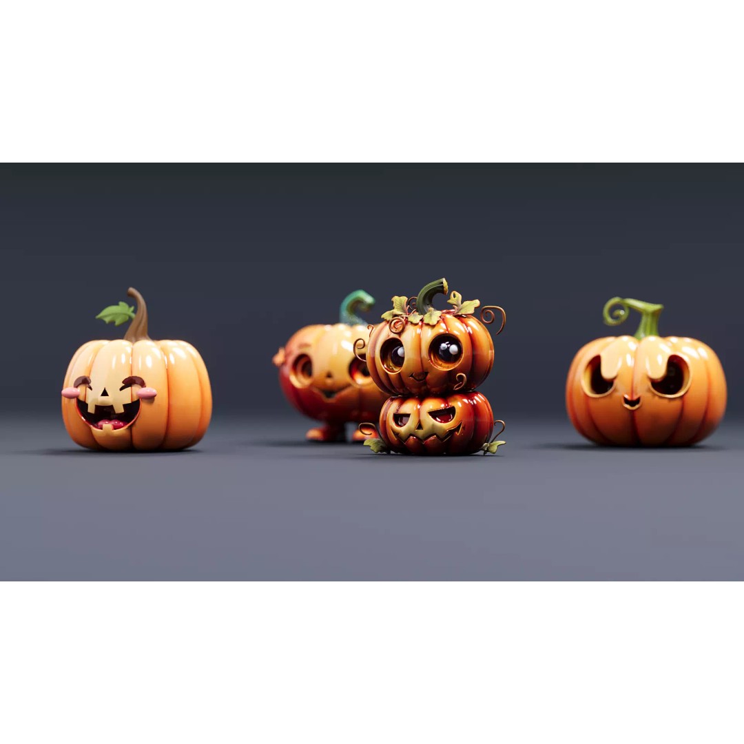 Pumpkin Man 3D Model – Halloween Character with PBR Textures, FBX - View 5