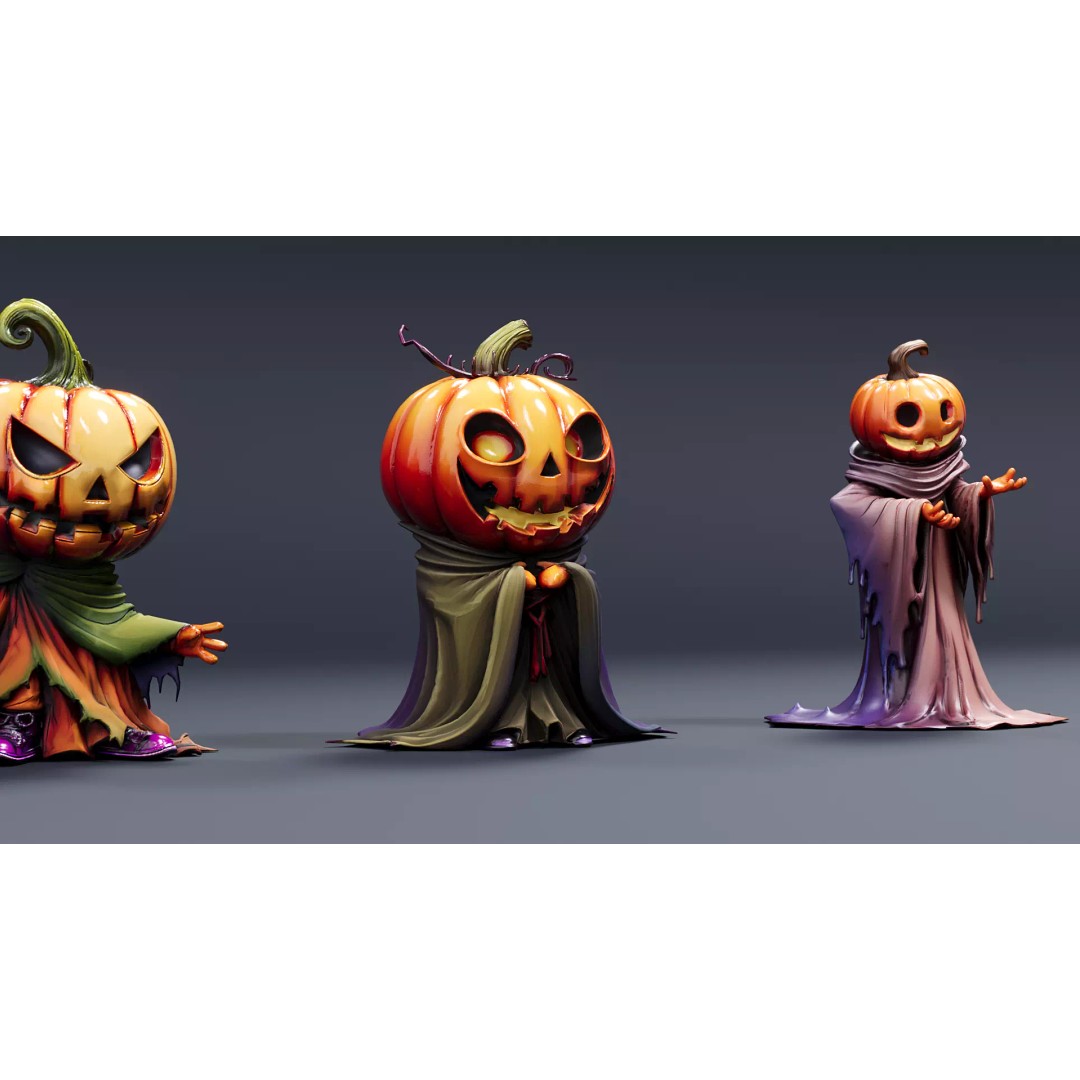 Pumpkin Man 3D Model – Halloween Character with PBR Textures, FBX - View 7
