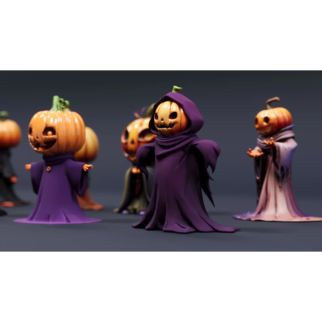 Pumpkin Man 3D Model – Halloween Character with PBR Textures, FBX - View 8