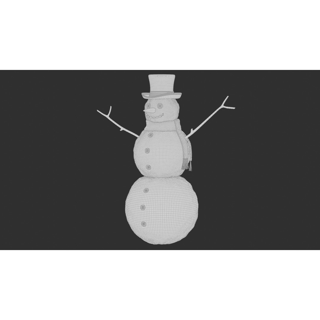 Snowman 3D Model – High Poly Character Asset, Blender, FBX, OBJ - View 11