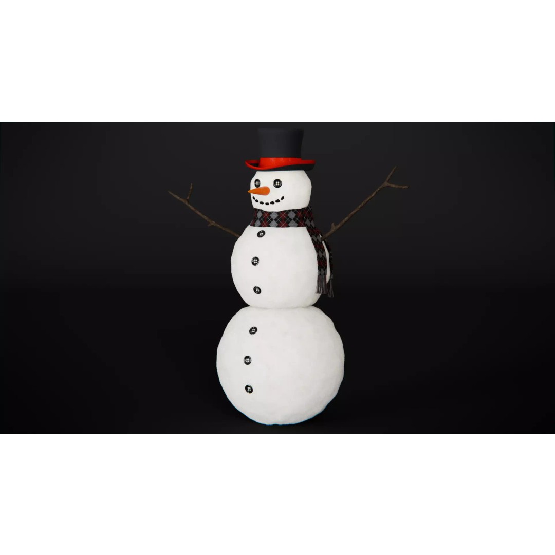 Snowman 3D Model – High Poly Character Asset, Blender, FBX, OBJ - View 2