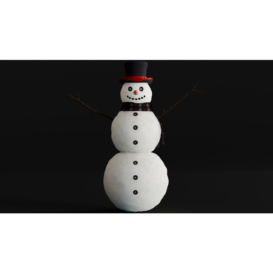 Snowman 3D Model – High Poly Character Asset, Blender, FBX, OBJ - View 6