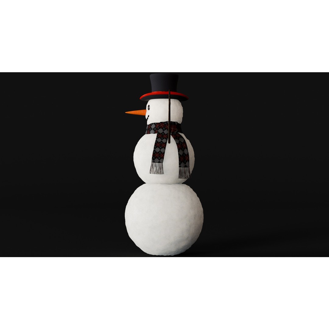 Snowman 3D Model – High Poly Character Asset, Blender, FBX, OBJ - View 7