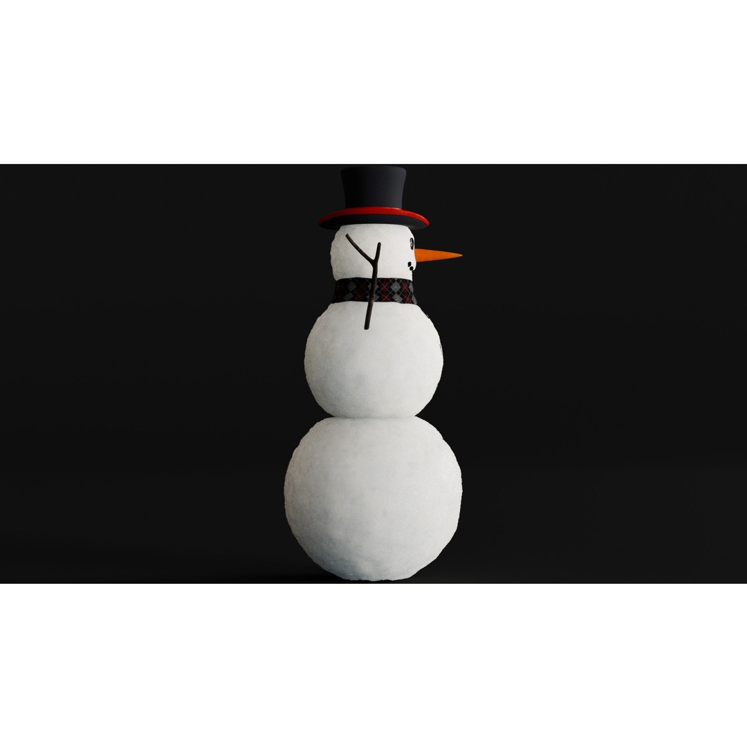 Snowman 3D Model – High Poly Character Asset, Blender, FBX, OBJ - View 8