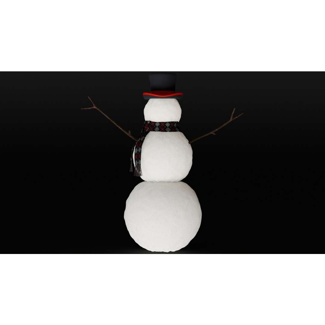 Snowman 3D Model – High Poly Character Asset, Blender, FBX, OBJ - View 9