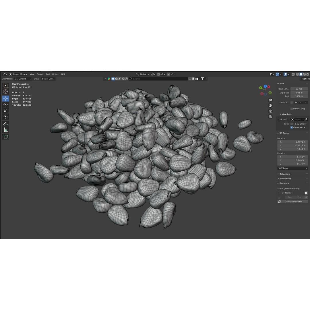 Coriander Seed Pile 3D Model – Low Poly Game Asset, Blender, FBX, OBJ