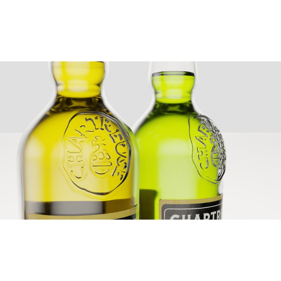 Chartreuse Bottle 3D Model – PBR Textured, SUB-D Ready, Blender/FBX - View 11
