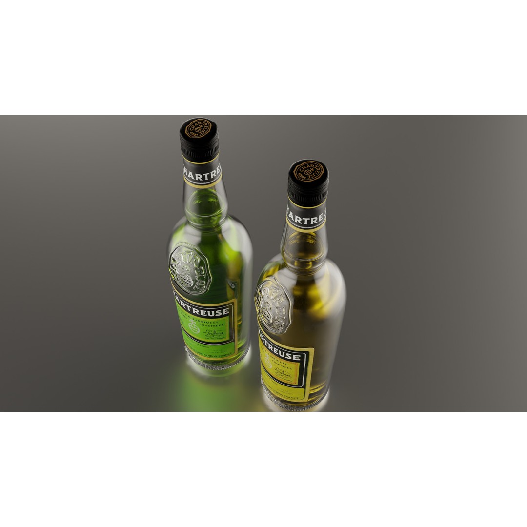 Chartreuse Bottle 3D Model – PBR Textured, SUB-D Ready, Blender/FBX - View 12