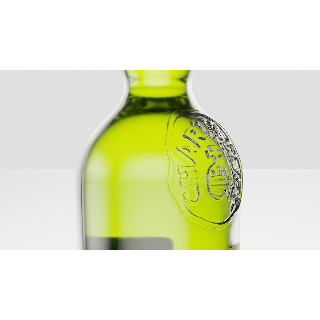 Chartreuse Bottle 3D Model – PBR Textured, SUB-D Ready, Blender/FBX - View 3