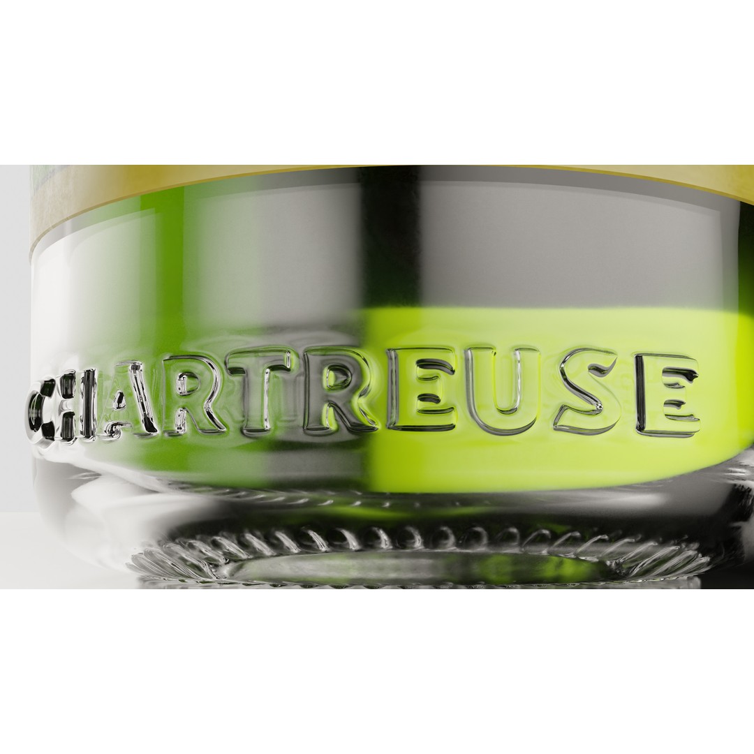 Chartreuse Bottle 3D Model – PBR Textured, SUB-D Ready, Blender/FBX - View 6