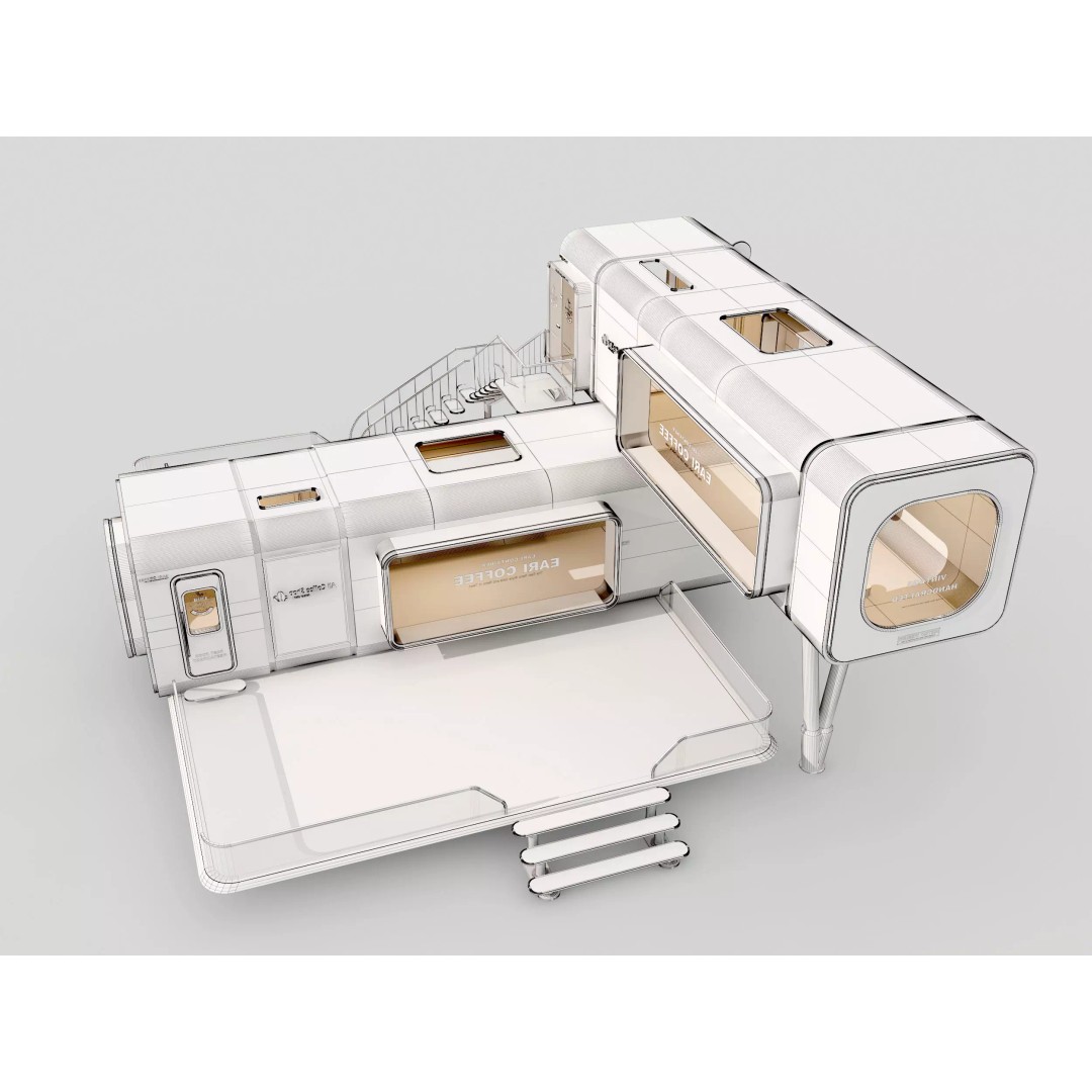 Container Kiosk 3D Model – Modern Cafe Stall with PBR Textures