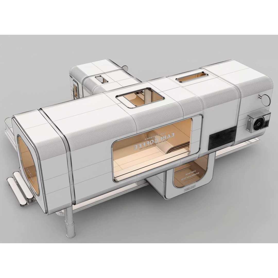 Container Kiosk 3D Model – Modern Cafe Stall with PBR Textures - View 11