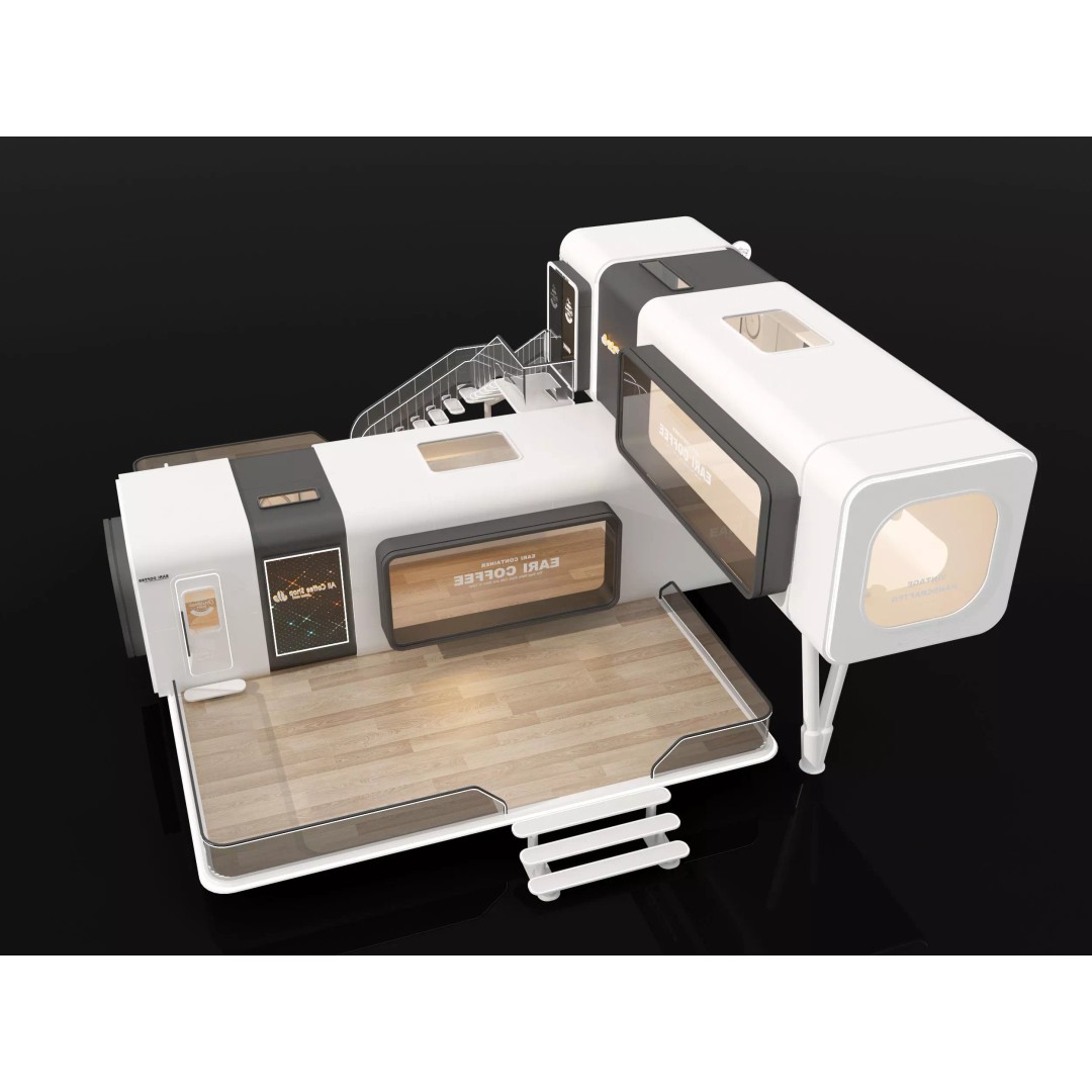 Container Kiosk 3D Model – Modern Cafe Stall with PBR Textures - View 3