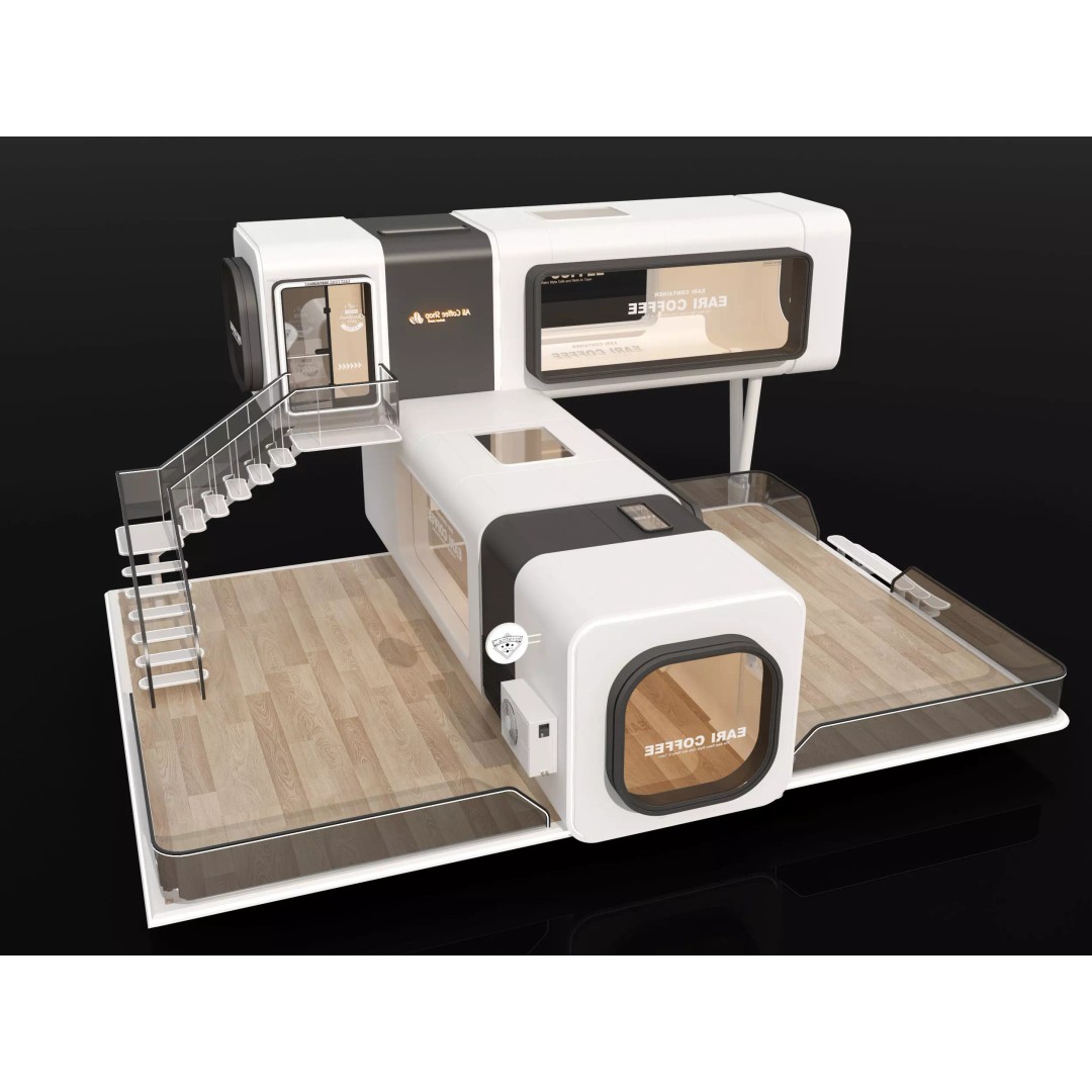 Container Kiosk 3D Model – Modern Cafe Stall with PBR Textures - View 4