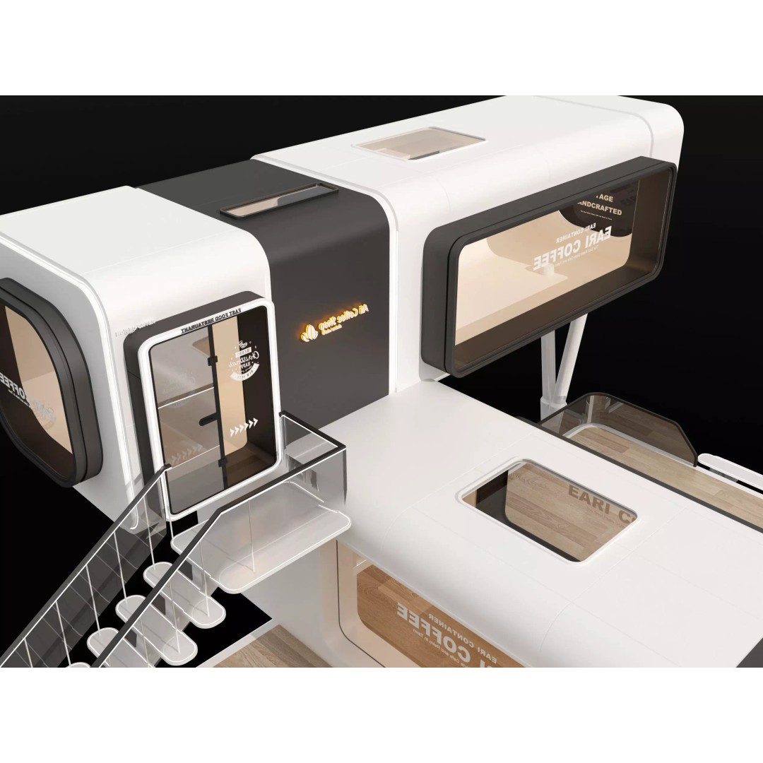 Container Kiosk 3D Model – Modern Cafe Stall with PBR Textures - View 6