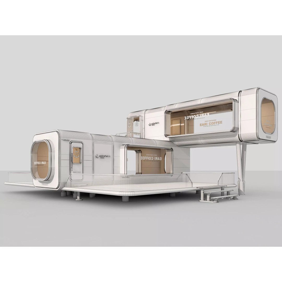 Container Kiosk 3D Model – Modern Cafe Stall with PBR Textures - View 8