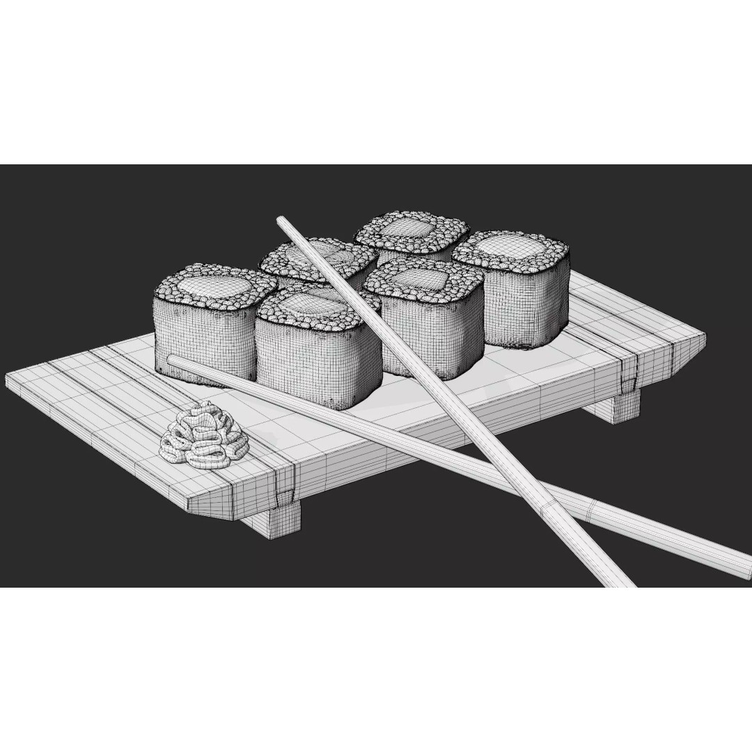 Maki Sushi Set 3D Model – Cartoon Style, PBR Textures, FBX/OBJ - View 10