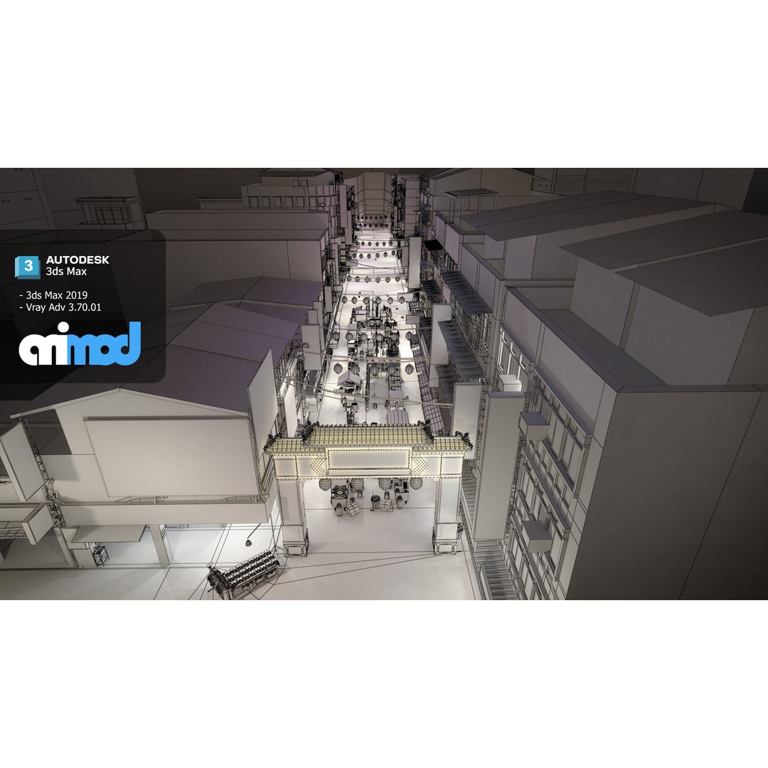 Raohe Street Night Market 3D Model – Detailed Cityscape Asset, FBX