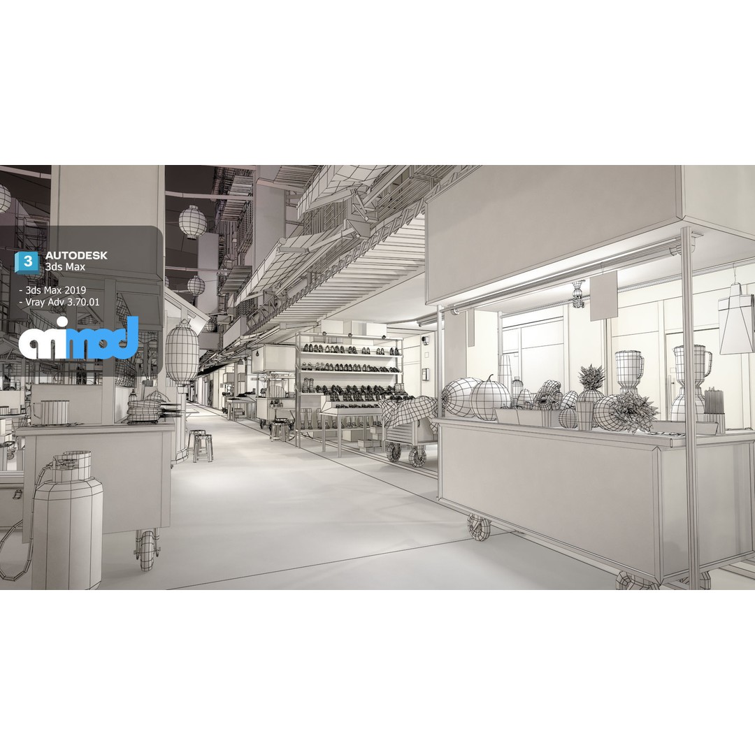 Raohe Street Night Market 3D Model – Detailed Cityscape Asset, FBX - View 10