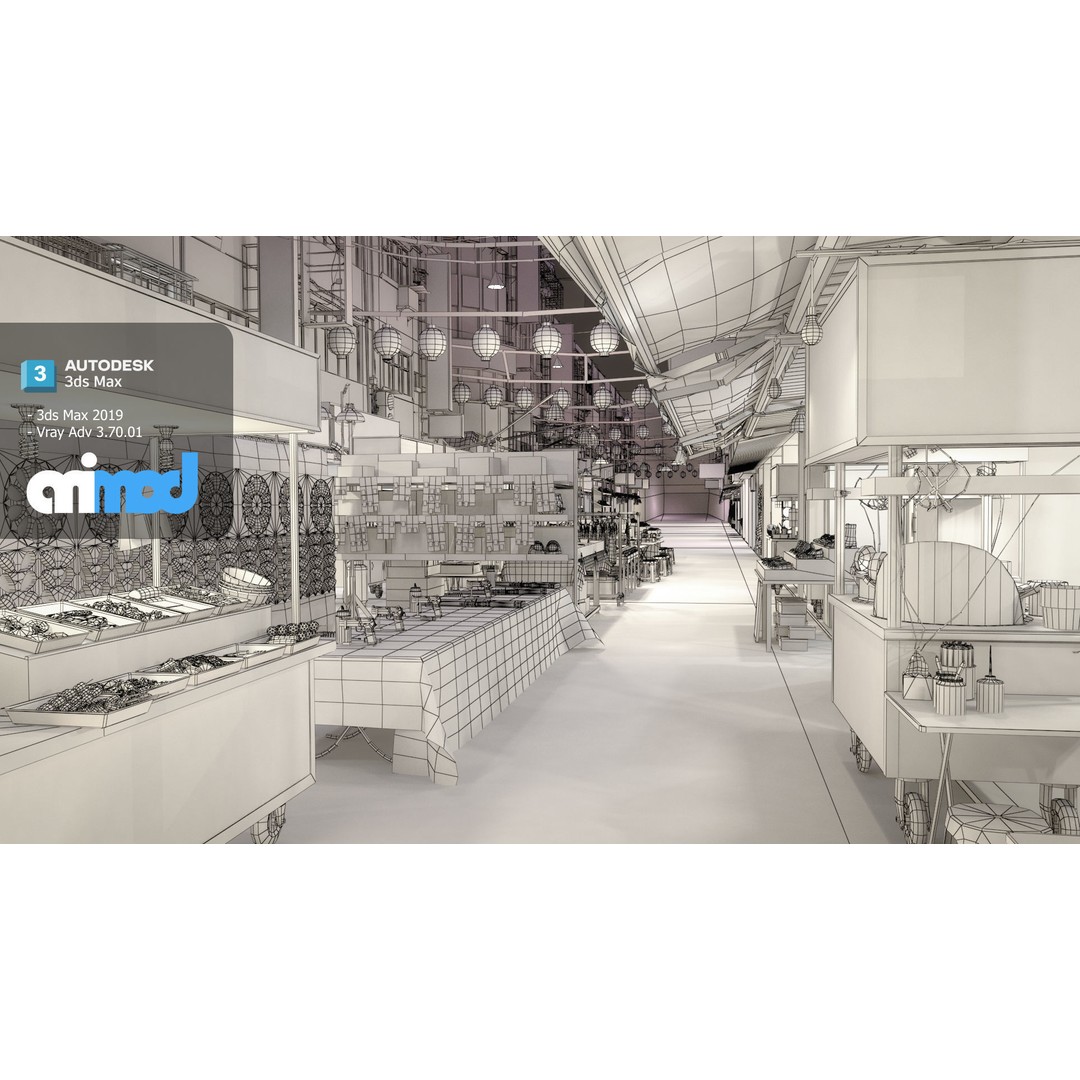 Raohe Street Night Market 3D Model – Detailed Cityscape Asset, FBX - View 9