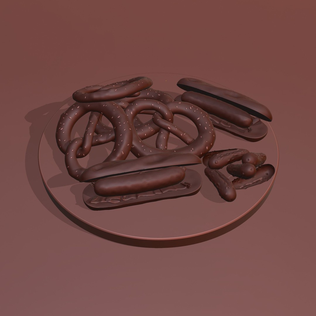 Pretzels and Sausages 3D Model – Realistic Food Scene, FBX, OBJ - View 8