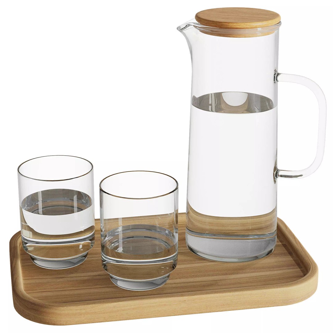 Decanter and Glasses 3D Model – Elegant Tableware Set, FBX - View 3