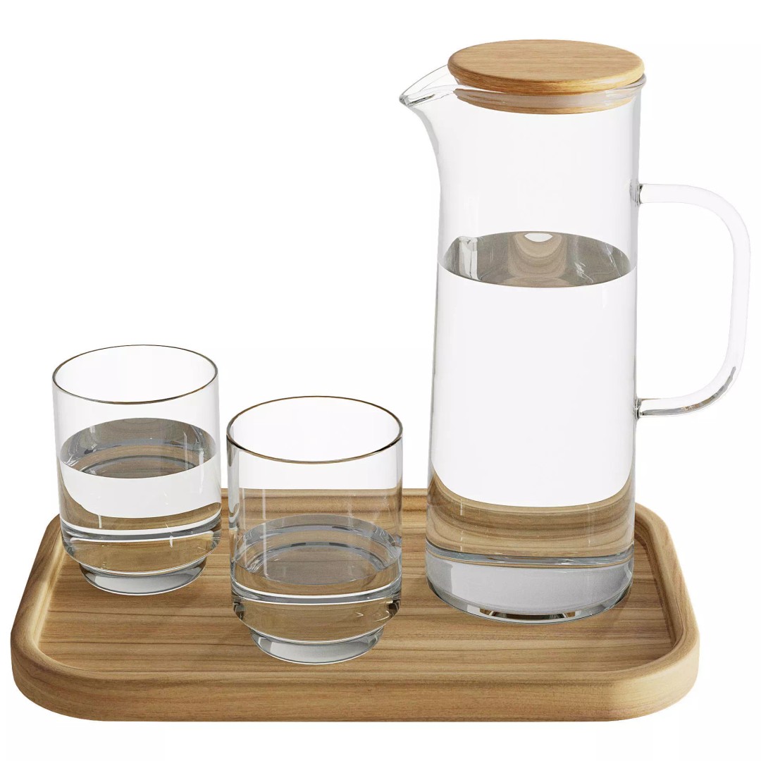 Decanter and Glasses 3D Model – Elegant Tableware Set, FBX - View 5