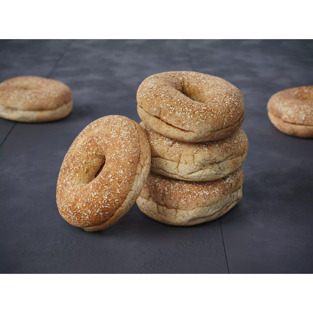 Whole Wheat Bagel 3D Model – Low Poly Photogrammetry Asset, FBX/OBJ - View 2