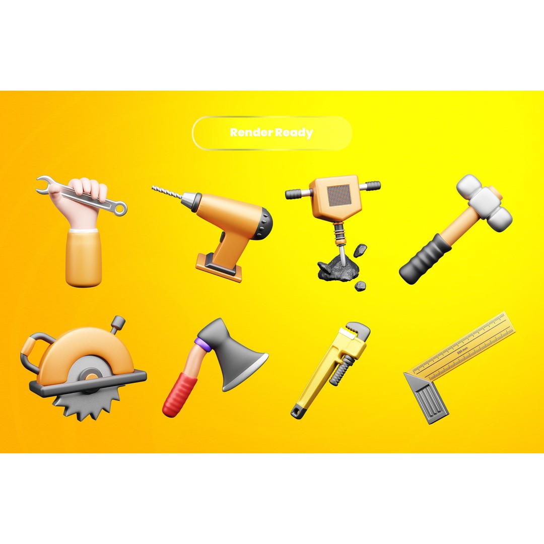 Labour Day 3D Model – Icon Pack for Design, PBR Textures, Blender, FBX - View 3