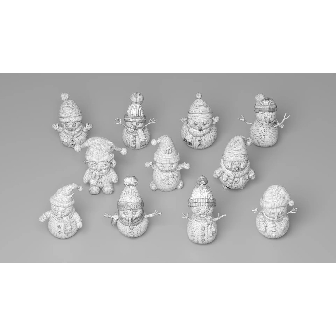 Christmas Snowman 3D Model – Cartoon Character with PBR Textures, FBX