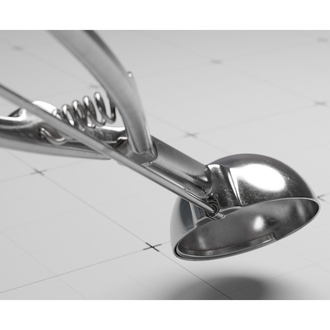 Ice Cream Serving Scoop 3D Model – Photorealistic Kitchen Utensil, FBX - View 13