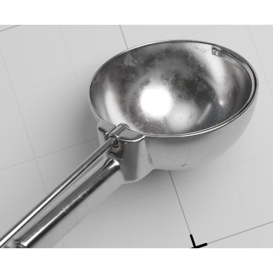 Ice Cream Serving Scoop 3D Model – Photorealistic Kitchen Utensil, FBX - View 14