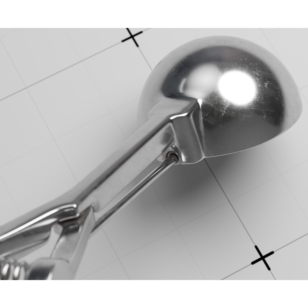 Ice Cream Serving Scoop 3D Model – Photorealistic Kitchen Utensil, FBX - View 15