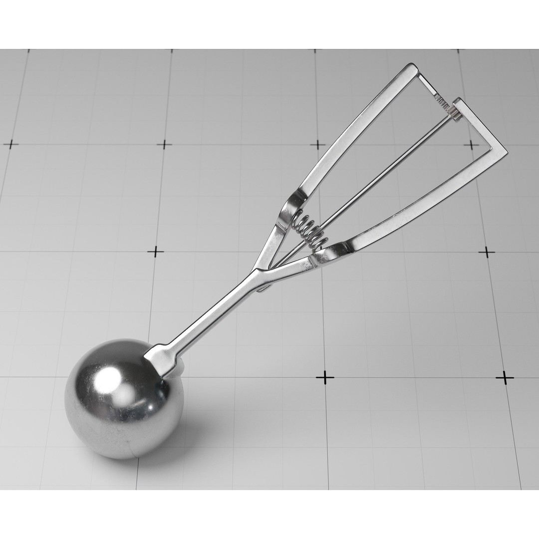 Ice Cream Serving Scoop 3D Model – Photorealistic Kitchen Utensil, FBX - View 19